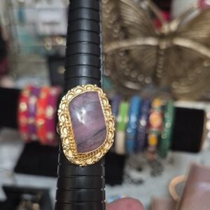 Gold-Tone Rhodanite Statement Ring Sz8